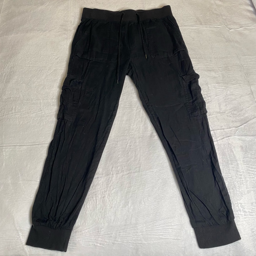 Garage black drawstring waist-band joggers with pockets